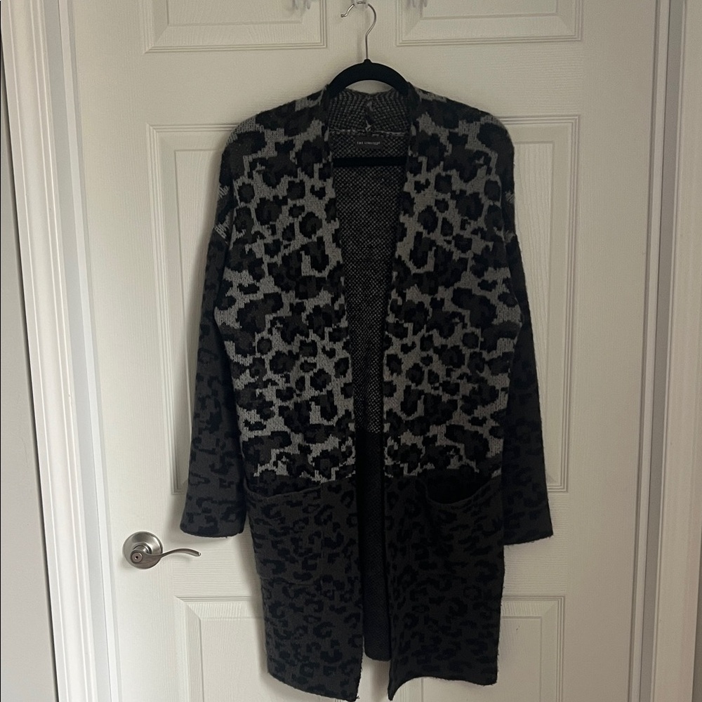 The Limited Black and Gray Leopard Cardigan